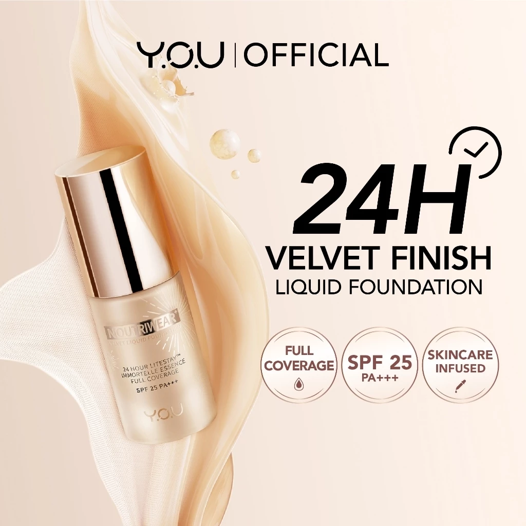 Y.O.U NOUTRIWEAR+ VELVET LIQUID FOUNDATION W805 YELLOW BEIGE 20ML